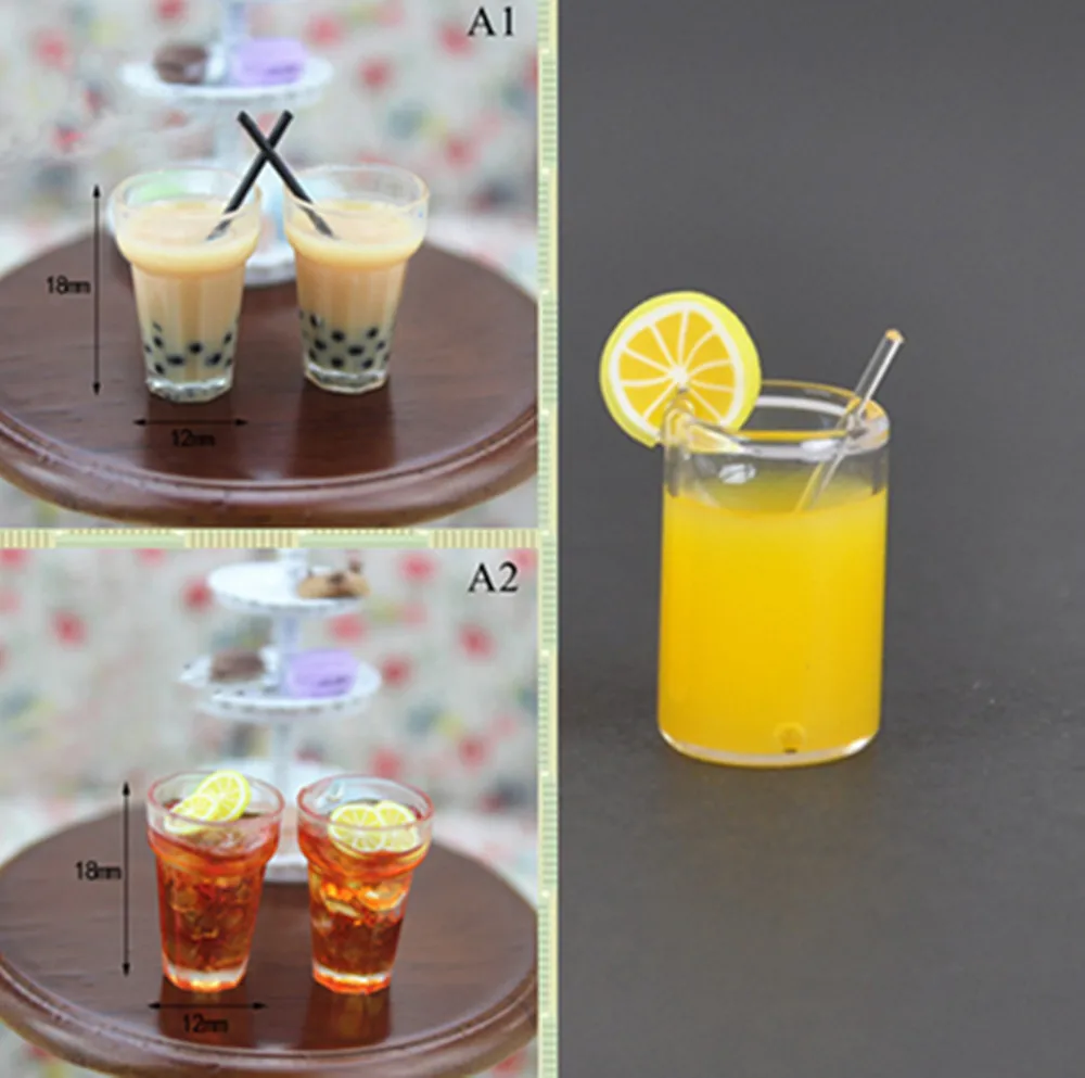 

1pcs 1:12 1/12 Miniature Scene Model Scale Dollhouse Accessories Mini Lemon Water Beer Cup Mug Kid Fun toys