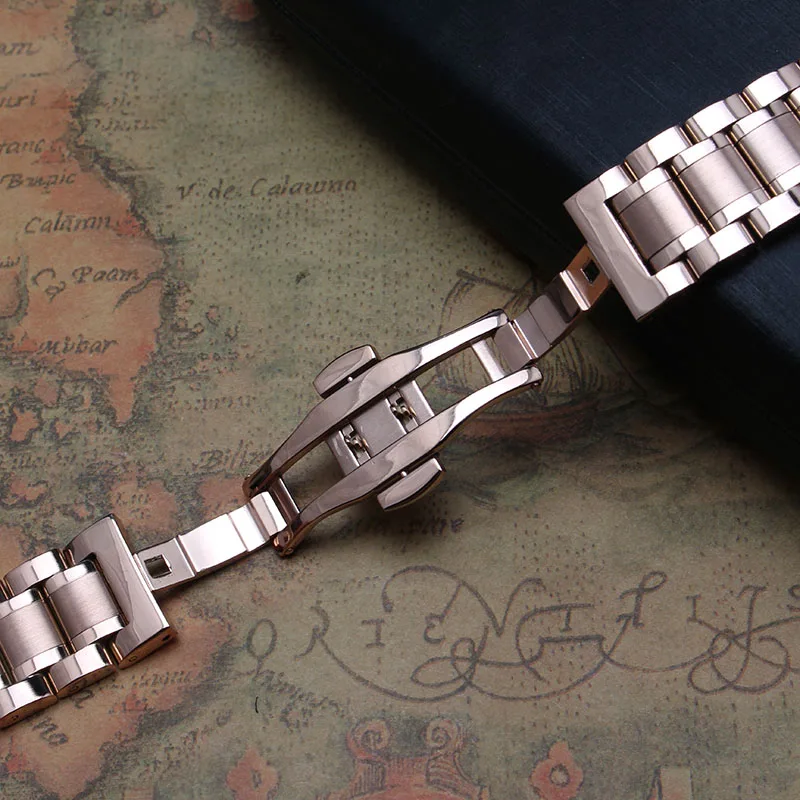 Черные серебряные золотые часы из розового золота 17 мм 18 мм 19 мм 20 мм 21 мм 22 мм 23 мм застежка-бабочка для мужчин и женщин, чтобы носить Популярные