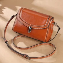 Новинка, модный подарок, винтажная сумка через плечо из натуральной кожи с клапаном, сумка на плечо, Короткие вечерние сумки для отдыха, женская сумка из воловьей кожи с воском