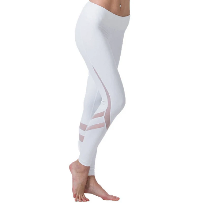 

2019 Women Exercise Leggings Mesh High Waist Yoga Pants Fitness Seamless Leggings Tummy Control Stretchy Tights Running Pants