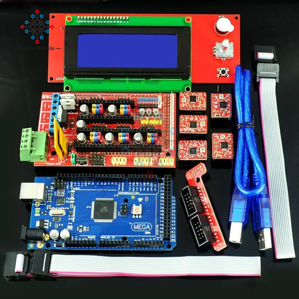 3d принтер RAMPS 1,4 REPRAP MENDEL PRUSA+ Мега 2560 плата+ 5 шт A4988 модуль драйвера+ lcd 2004 RepRap Prusa i3 для Arduino