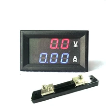 2 in 1 DC Volt Amp Dual display Meter 0.28\" 0-100V/50A 100A Red Blue Digital Voltmeter Ammeter With Ampere Shunt