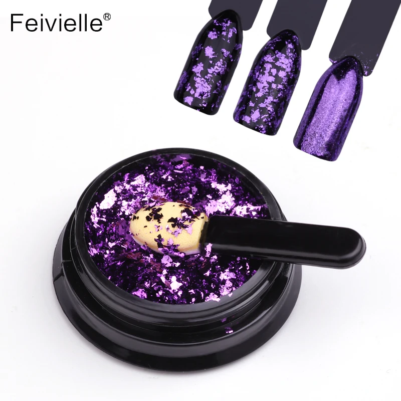 

Feivielle Purple Colors Flakes Nail Aluminum Sequins 0.2g Bling Mirror Nail Glitters Powder Paillettes DIY Nail Art Decoration