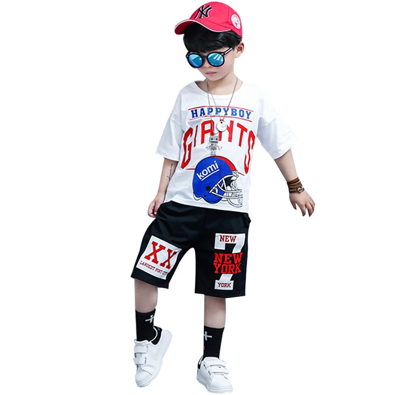 

3-12Y Boys Clothing summer tshirt+harem pant Fashion Boy Clothes Cool Kids Hip Hop Clothing Sports Suit children tracksuits