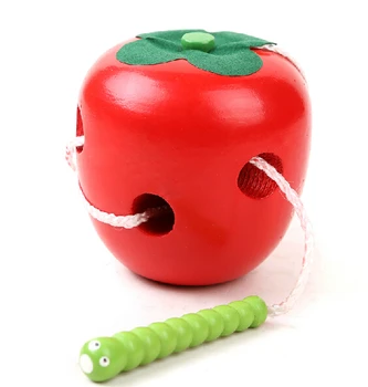 

1 Pcs/set Creative Eats The Apple Montessori Wooden Toys Baby 0-24 Month Early Educational Children With Bringht Color