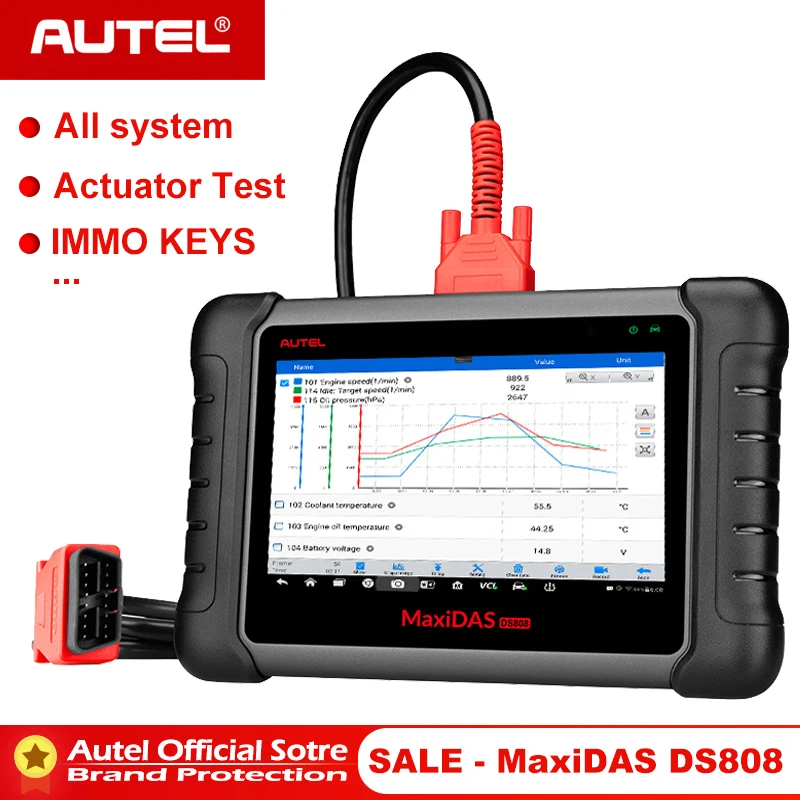 

Autel Maxidas DS808 OBD2 Automotive Scanner OBD 2 Car Diagnostic Tool OBDII Code Reader Injector Coding Key Programming PK MS906
