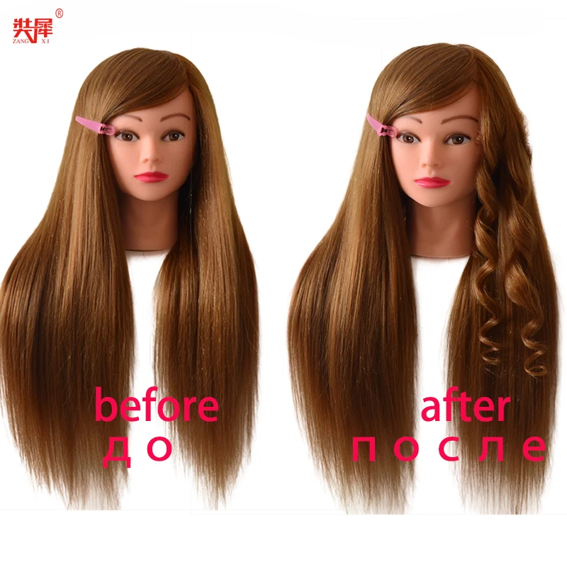 Good training heads with 70% real human hair for practice curl iron straighten hot tongs Hairdressing Dolls Wig Mannequin head