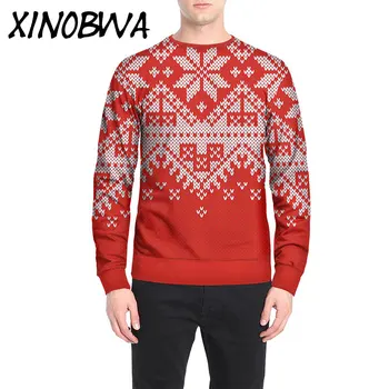

Men Autumn Christmas O Neck Long Sleeve Tops 2018 Male Winter Creative Snow Print Large Size Pullover Hoodies Lovers Sweatshirts