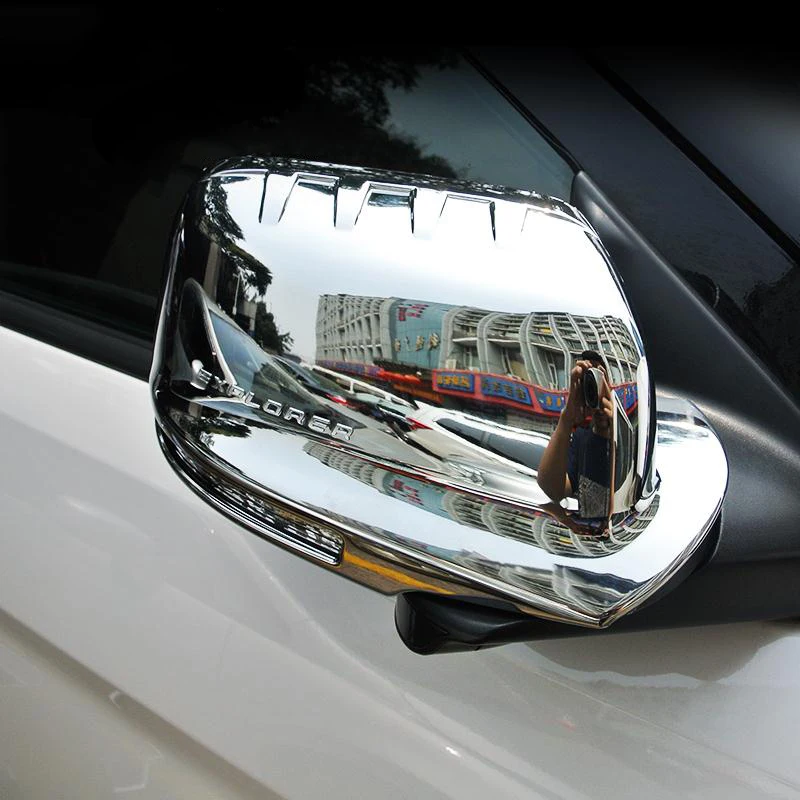 

For Ford Explorer 2016 2017 2018 2019 Car side Door Rearview wing mirror Exterior Cover ABS Chrome plated 3m Paste Install