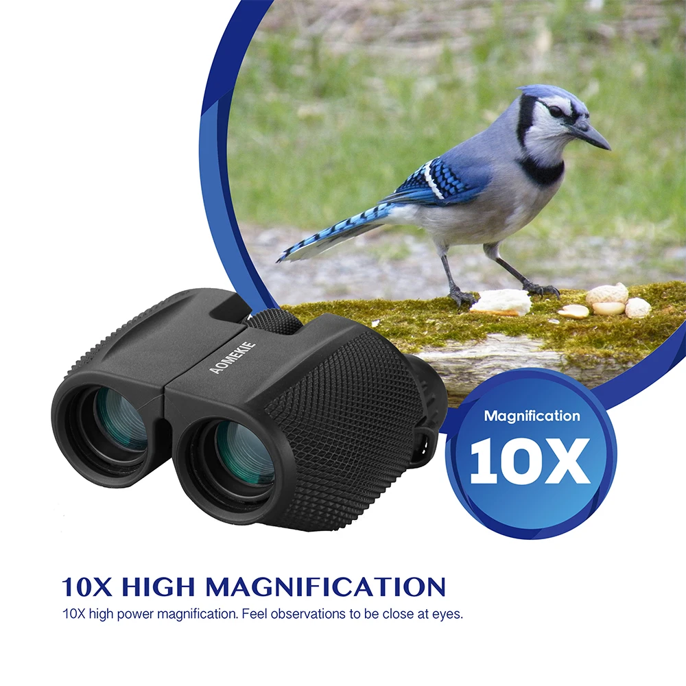AOMEKIE 10X25 مناظير المدمجة في الهواء الطلق الصيد التخييم مشاهدة الطيور الرياضة تلسكوب HD الزجاج البصري بريزم واسعة زاوية عرض
