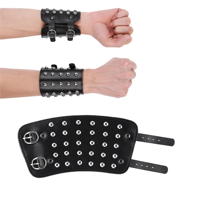 Buy Men Faux Leather Bracers Protective Arm Armor Cuff Arm Warmers Gauntlet