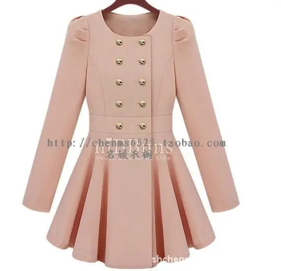Новое Женское модное зимнее шерстяное двубортное Элегантное длинное женское пальто/Тренч - Цвет: pink