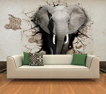 

3D Lifelike Animal Mural Wallpaper Customized Rhino Lion Elephants Non-Woven Fabric Wall Mural New Photo Wallpaper Home Decor