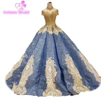 

2019 New Style Glitter Ball Gown Lebanon Crystals Lace Prom Dresses Arabic Puffy Party Dress Dubai Evening Dress Robe De Soiree
