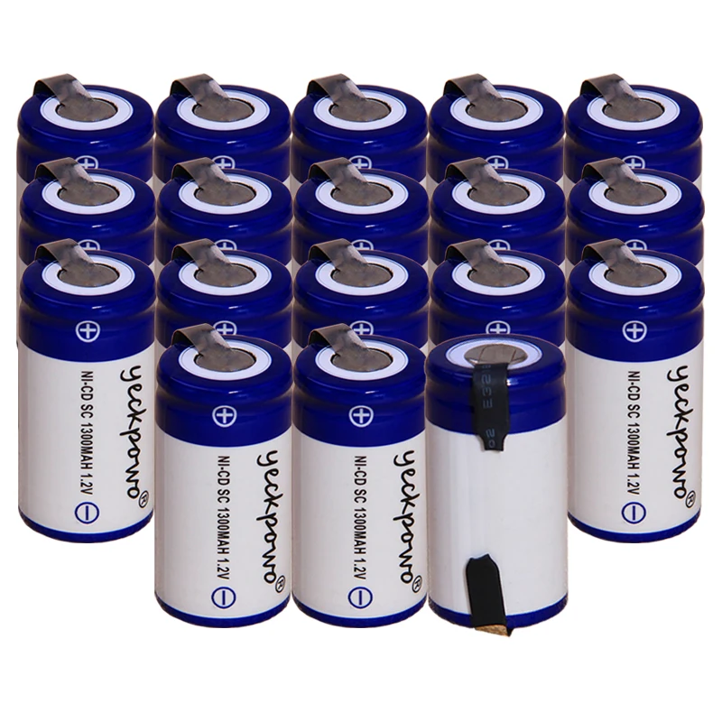 

yeckpowo 18 pieces SC battery 1,2v batteries nicd rechargeable for power tools 1300mAh for drill screwdriver real capacity