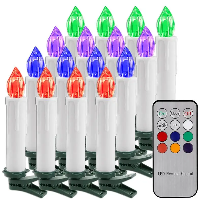 10 шт. светодиодный светильник RGB на батарейках для свадьбы, рождественской вечеринки, домашнего декора, дерева, свечи с дистанционным управлением - Испускаемый цвет: 10pcs