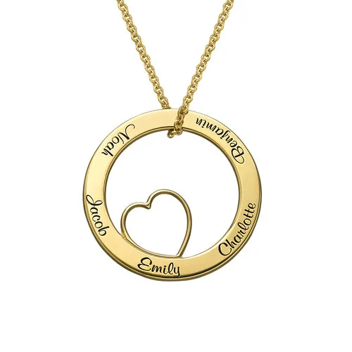 

Popular Design Round Persoalized Necklace Heart in the Cricle Custom Necklace New Arrival Engarved Name Necklace for Women