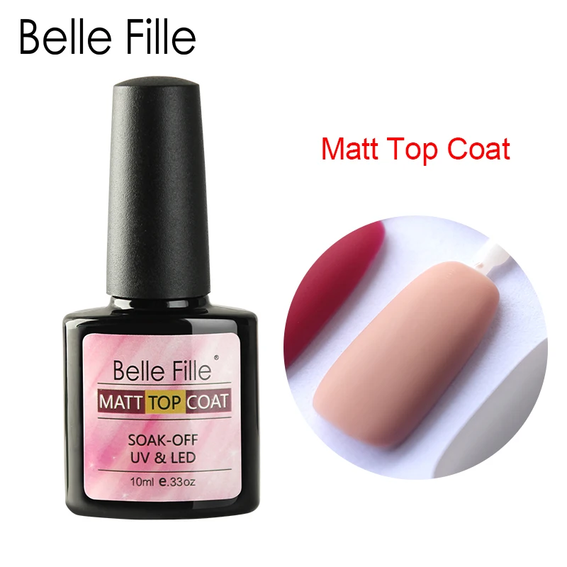 Belle Fille Матовый верхний слой прозрачный гель для ногтей УФ замочить более