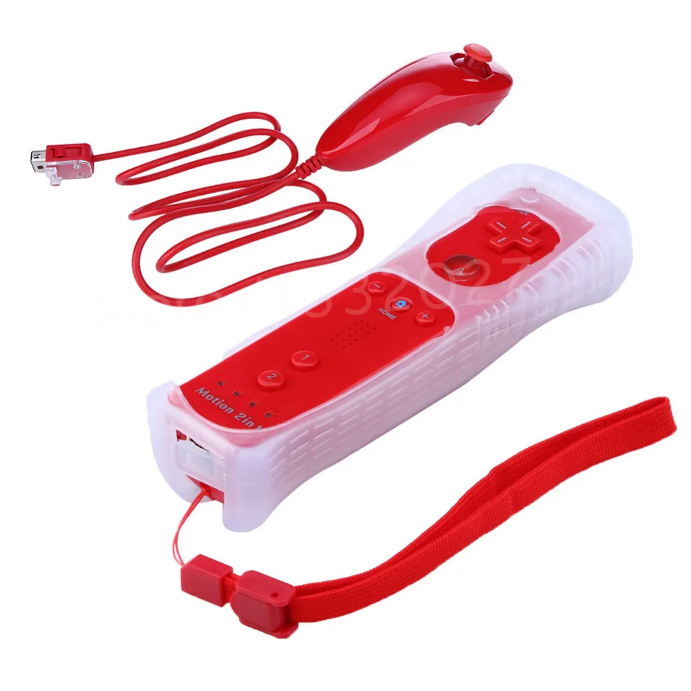 6 colors Built in Remote Controller Motion Plus Inside Nunchuck Controller Silicone Case for Nintendo Wii