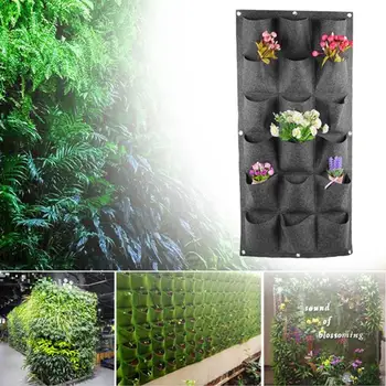

18 Pockets Wall Hanging Planting Bags Non-woven Green Plant Breathable Grow Planter Vertical Garden Living Bag