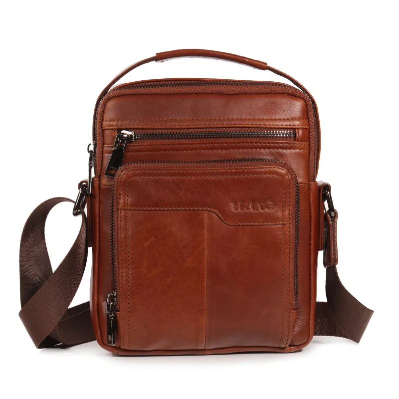 Новые Домашние тапочки из натуральной кожи, Для мужчин Курьерские сумки через плечо сумки Для мужчин сумки на ремне сумки Горячая распродажа высокое качество Бизнес портфель - Цвет: Red Brown