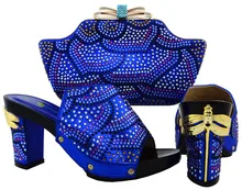 2016 königsblau Italienische Schuhe Mit Passenden Taschen Für Party, hohe Qualität African Schuhe Und Taschen für Hochzeit HJT1-12