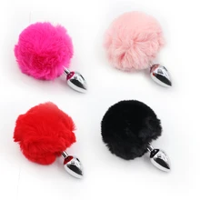Ponytail Anal Beads Cork Butt Plug Stimulator Bunny Sex Toys Dildo Stainless Steel Anal Plug For Gay Couple anal plug tail gag