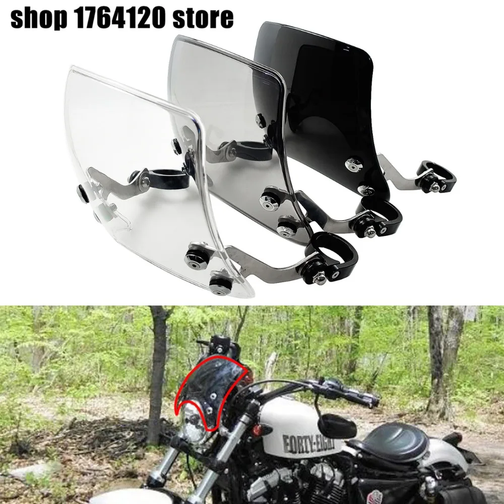 Мотоцикл 39 мм ветровое стекло черный/дым/прозрачный для Harley Sportster XL 883 1200 2004