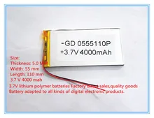 best battery brand Free shipping 3.7 V lithium polymer battery 4000 mah large-capacity PDA tablet PC MID 5055110