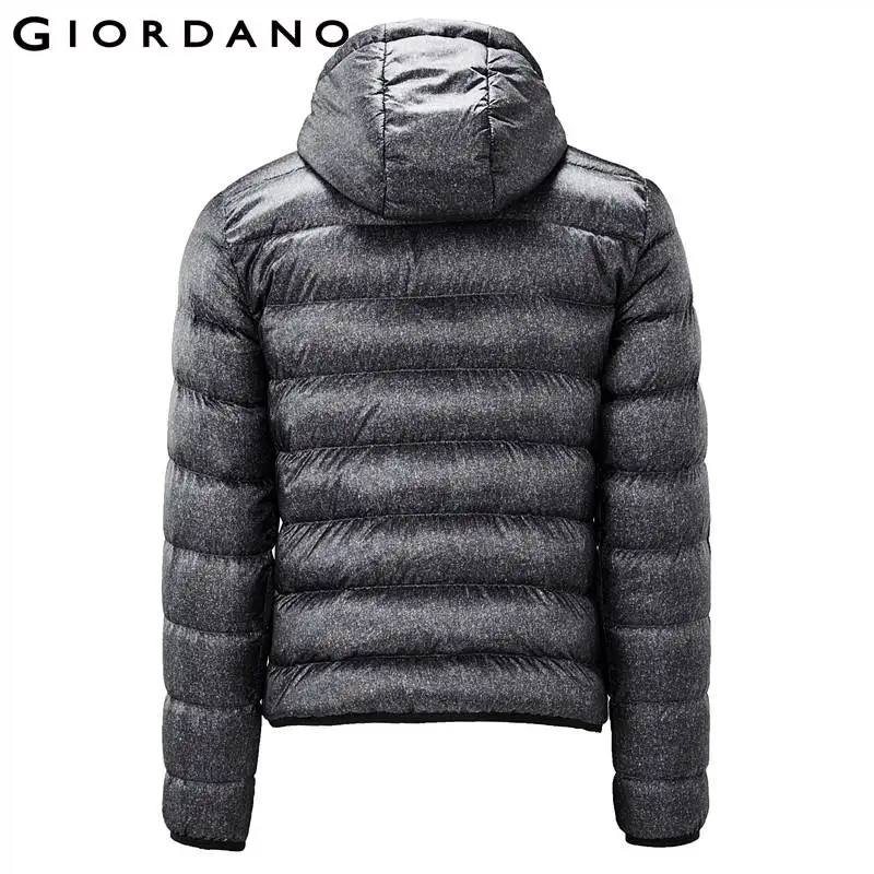 Giordano пуховки с капюшоном из утиного пуха есть три варианта окраса и широкий