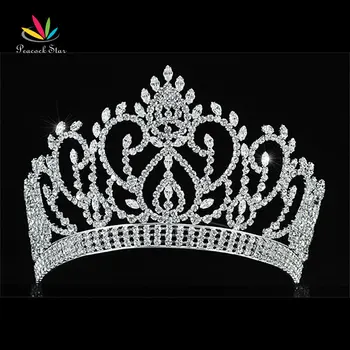

Peacock Star Vintage Style Pageant Beauty Contest Tall 4.5" Tiara Full Circle Round Crystal Crown CT1724