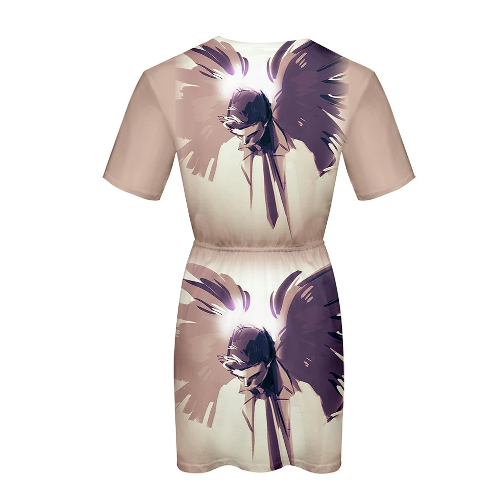 

3D Supernatura Women Dress Summer Dress Kpop 2019 Hot Comfortable Pajamas Harajuku White Dress Sexy Cloth Plus Size Dress 4XL