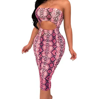 

Women Leopard Pattern Tube Top Sexy Bodycon Casual Summer Dresses