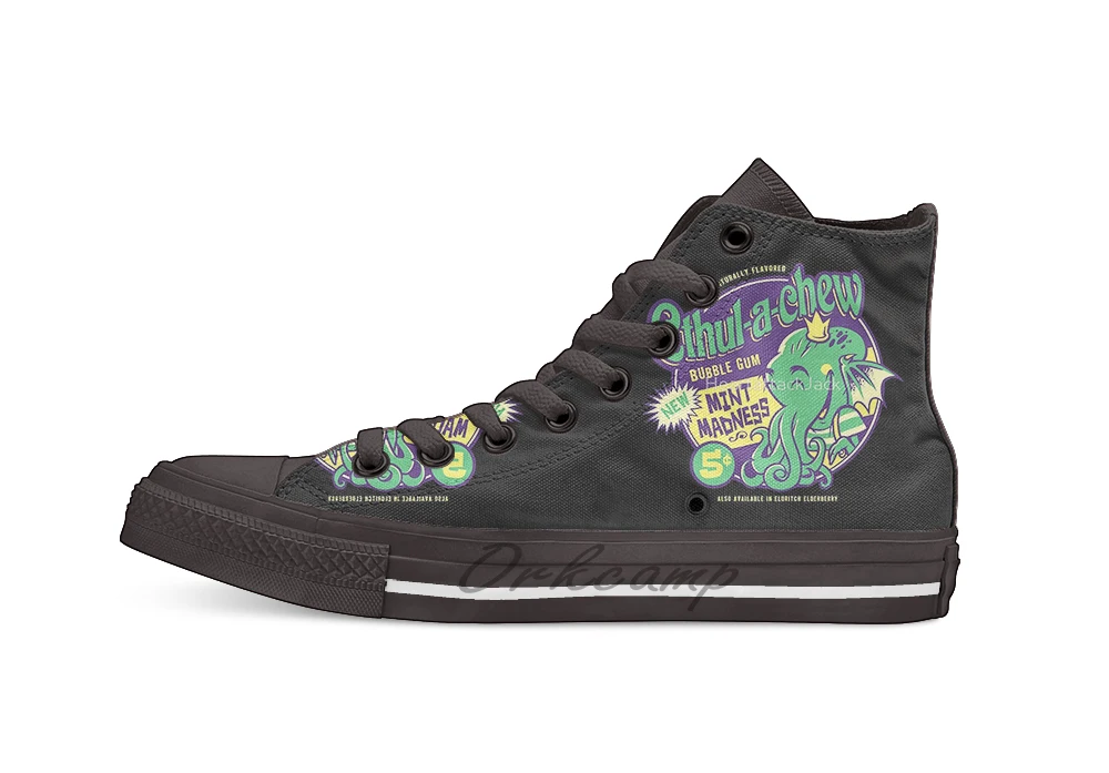 

Cthul a chew bubble gum Unisex High Top Canvas flat Casual Custom shoes Drop Shipping