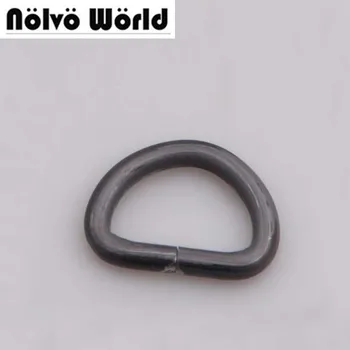 

50pcs 5 colors 4mm thick 2*1.3cm d ring,3/4 inch opened round edge d ring,alloy metal non welded dee buckle