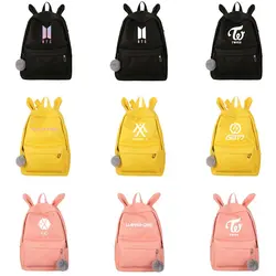 Новые прекрасные BTS EXO Got7 рюкзак Для женщин хотите один Blackpink монста х два раза холст школьный рюкзак для путешествий Sac Dos Femme