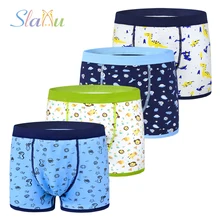 4Pcs/lot kids boys underwear baby children boxer briefs for boy Panties Soft Organic for 2-10years Teenager Underpants