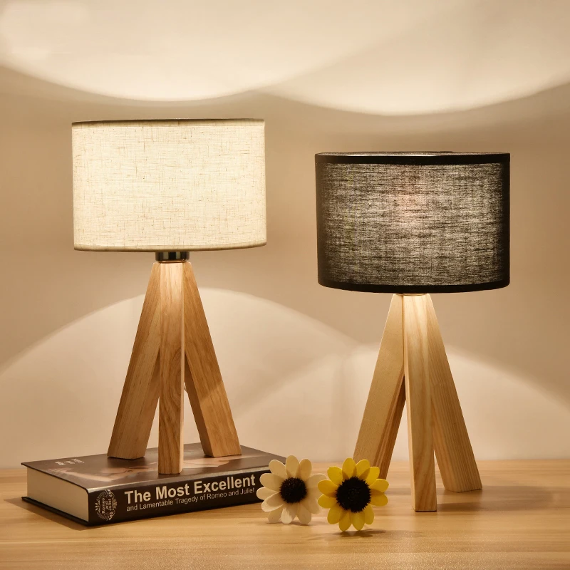

Modern original wood table lamps bedroom bedside desk lamp decoratio real wood study led desk lamp office foldable table lights