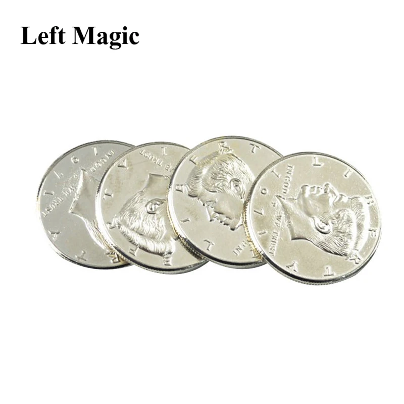 1 шт., двойное лицо, Волшебная монета, трюк, половина доллара, 2 стороны, голова волшебника, реквизит, монета, фокусы, забавные магические монетки, игрушки