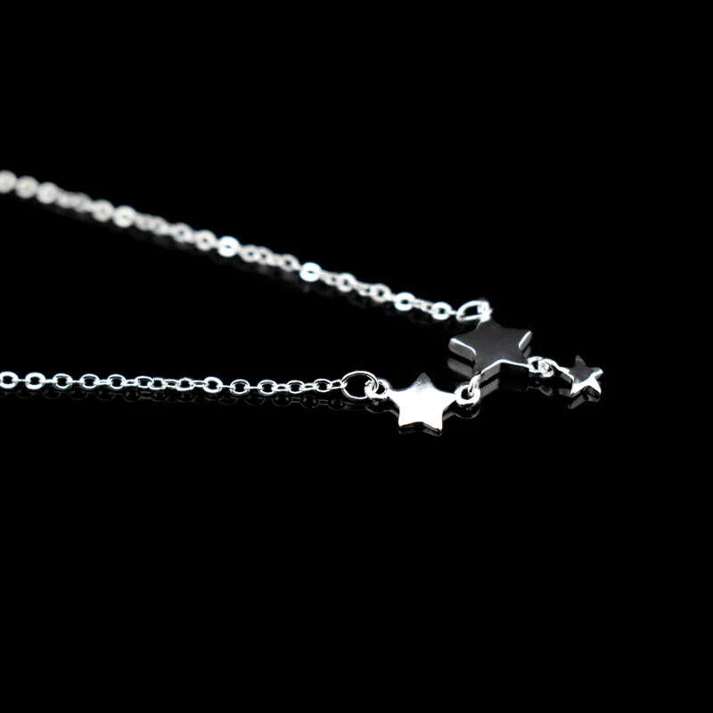 New Fashion Three Stars Pendant Anklets Bracelet 925 Sterling Silver Simple Charm Star Ankle Chain For Women&Girl Jewelry Gift
