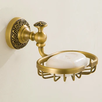 

Antique Bronze Soap Net Soap Holder European Brushed Brass Soap Dish With Ceramic Plate Bathroom Accessories Jk02