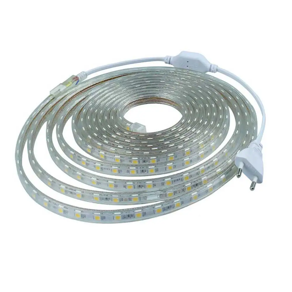 Waterproof SMD5050 font b led b font tape light AC 220V SMD 5050 flexible font b