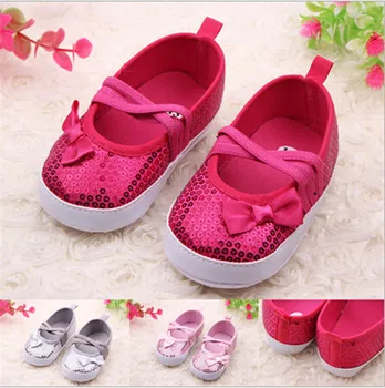 

Toddler Antislip Shoes Baby Kids Girls Bowknot Bling Shoes First Walkers Baby Princess Shoes