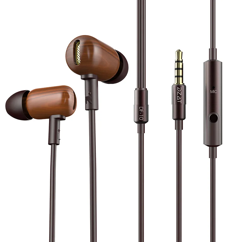 Наушники DZAT DF 10 df из чистого дерева HIFI гарнитура с басами наушники микрофоном и