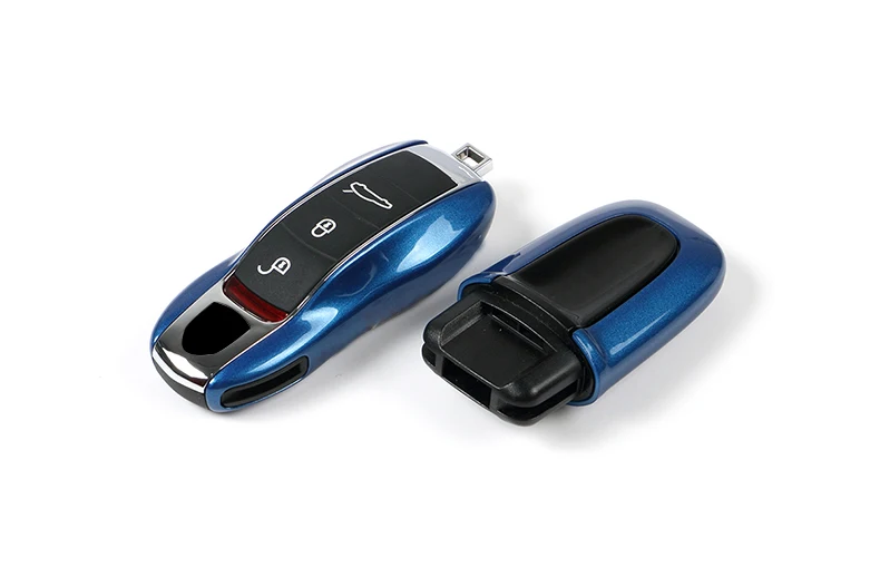 Lsrtw2017 автомобильный чехол для ключей с одной кнопкой ключ запуска Замена для porsche panamera cayenne 718 macan - Название цвета: blue