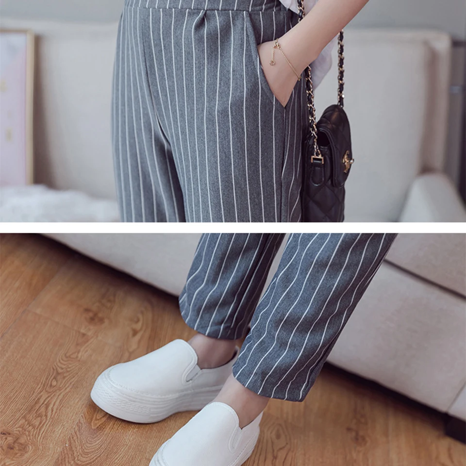 ZYFPGS 2019 Hot Women's Nine Points Casual Pants Stripe Pop Casual Women Pants Plus Size Loose Straight Slim Pencil Pants Z0923 ZYFPGS 2019 Hot Women's Nine Points Casual Pants Stripe Pop Casual Women Pants Plus Size Loose Straight Slim Pencil Pants Z0923