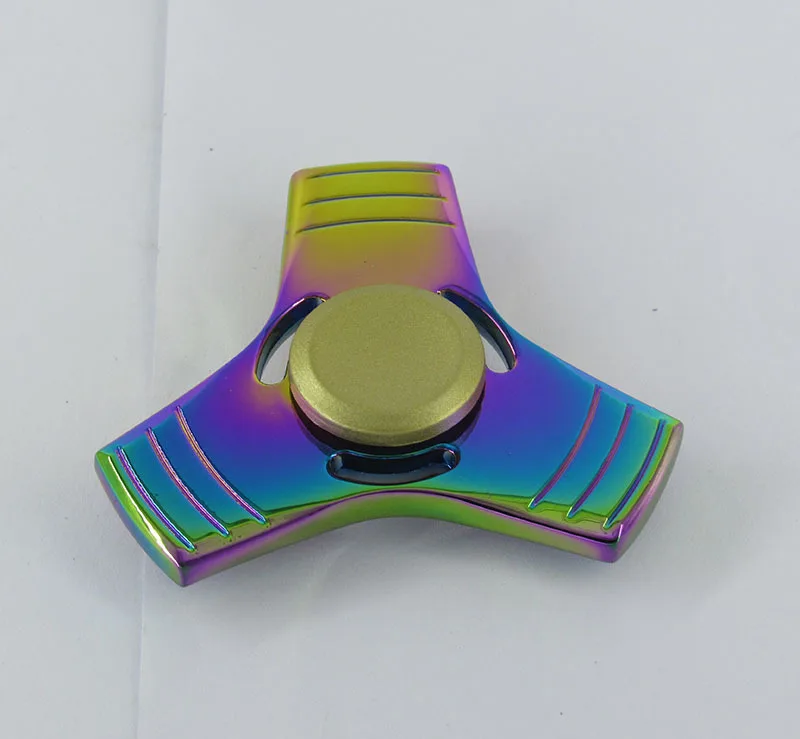 Американская Горячая EDC красочные радужные окрашенные Tri-Spinner игрушка-Непоседа пластик ручной Спиннер для пальцев гироскоп чтобы отвлечься ADHD - Цвет: C