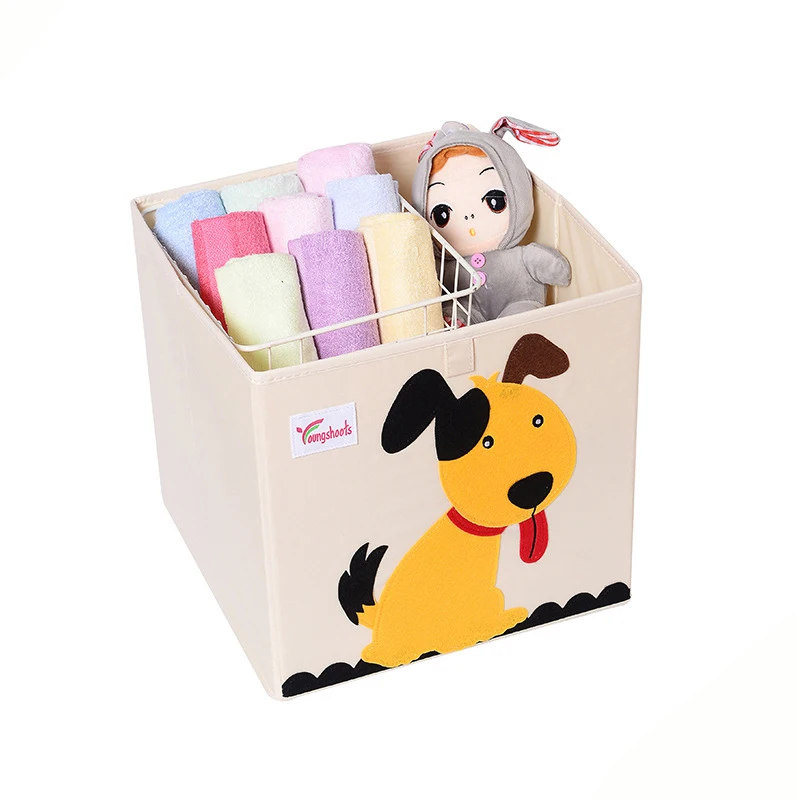 Вышивка мультфильм коробка для хранения детская одежда игрушки книга складной органайзер для хранения большая корзина для хранения белья коробки для хранения мелочей - Цвет: dog