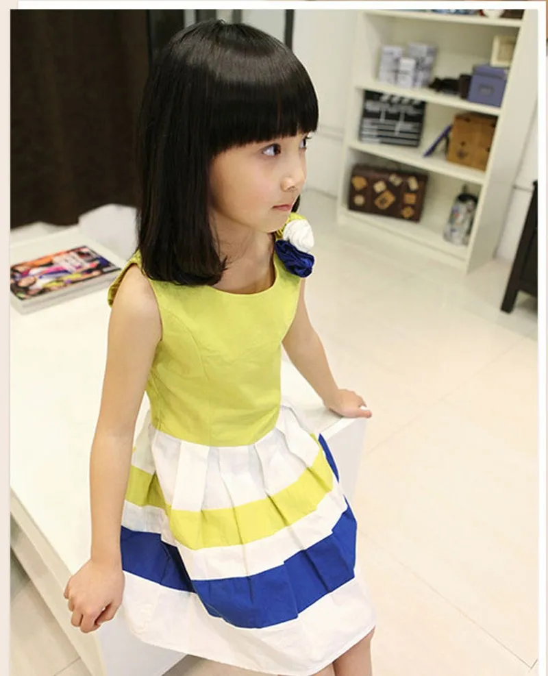 baby girls dress Fashion dress Splice Dimensional flowers Beautiful princess girl party dress vetement enfant fille robe vestido (2)