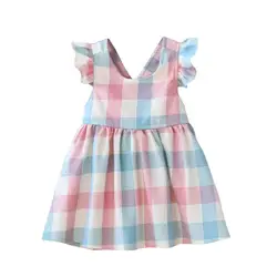 Платье для маленькой девочки повседневная клетчатая платье принцессы Новая детская одежда для маленькой девочки infantil одежда для малышей